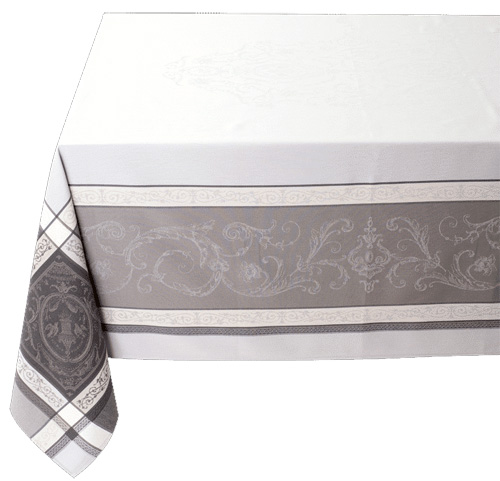 French Jacquard tablecloth, Teflon (Versailles. pearl / grey) - Click Image to Close